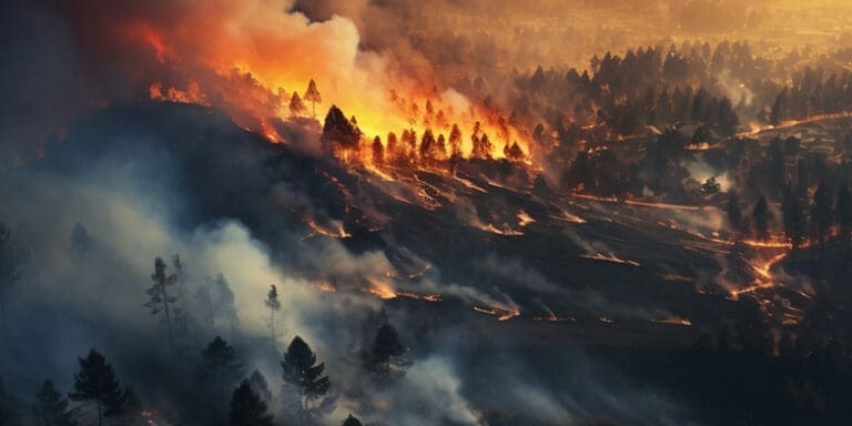 penampakan pohon-pohon di gunung yang terbakar dan hangus oleh api